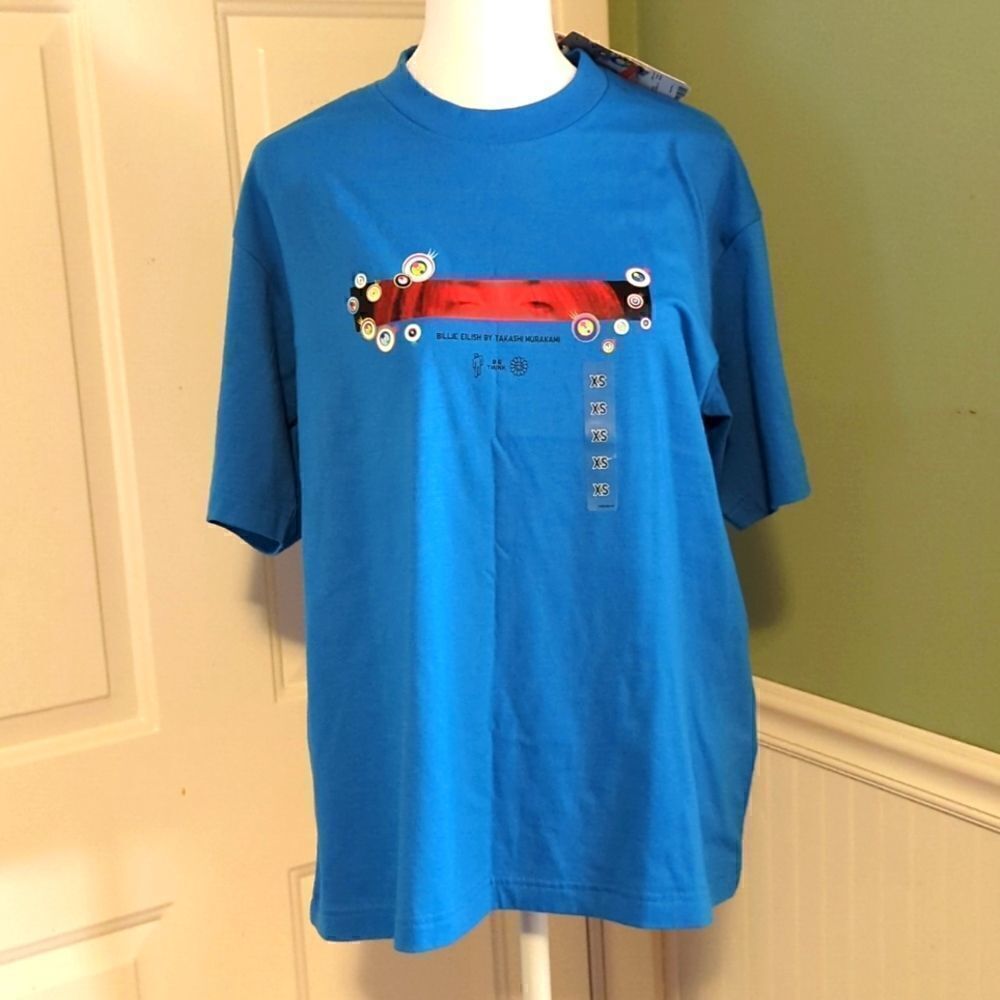 Billie Eilish Takashi Murakami Blue XS Unisex T Shirt Survivor Boomerang Idol